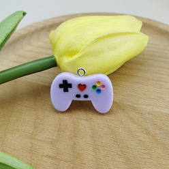 Lilac Resin Pendants, with Platinum Plated Iron Loops, Game Controller Charm, Lilac, 20x28mm