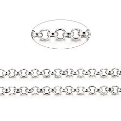 Platinum Brass Rolo Chains, Belcher Chains, Soldered, Long-Lasting Plated, with Spool, Cadmium Free & Nickel Free & Lead Free, Platinum, 3x1mm, about 301.83 Feet(92m)/roll