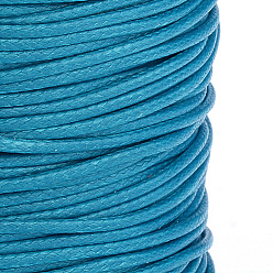 Deep Sky Blue Braided Korean Waxed Polyester Cords, Deep Sky Blue, 0.8mm, about 87.48 yards(80m)/roll