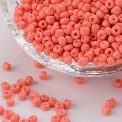 Light Coral Baking Paint Glass Seed Beads, Light Coral, 6/0, 4~5x3~4mm, Hole: 1~2mm, about 4500pcs/pound