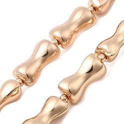 Светло-Золотое Покрытие Стеклянные бусины с гальваническим покрытием , бамбуковую палку, свет позолоченные, 16.5x8.5x7 мм, отверстие : 1 мм, около 22 шт / нитка, 15.75'' (40 см)