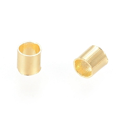 Golden Cadmium Free & Nickel Free & Lead Free Brass Crimp Beads, Tube, Golden, 2x2mm, Hole: 1.5mm