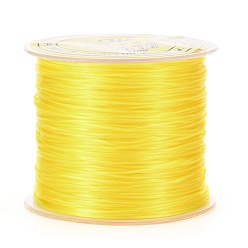 Yellow Japanese Flat Elastic Crystal String, Polyester Thread, for Stretch Bracelets Gemstone Jewelry Making, Yellow, 0.5mm, about 65.6 yards(60m)/roll