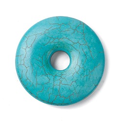 Dark Turquoise Synthetic Turquoise Pendants, Dyed, Donut Charms, Dark Turquoise, 48.5x9.5mm, Hole: 10.3mm, about 16pcs/500g