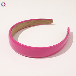 B116 Bright Candy PU Headband - Pink Candy-colored PU Leather Headband - Simple Hairband, Chanel Style, Hair Accessories.