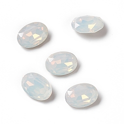 Белый Опал Гальваническая пластина в опаловом стиле k9 стеклянные кабошоны со стразами, задние и задние, овальные, белый опал, 14x10x5 мм