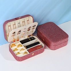 FireBrick Double Layer PVC Jewelry Organizer Case, for Necklaces, Rings, Earrings and Pendants, Rectangle, FireBrick, 16x11.5x5cm