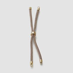 Camel Nylon Twisted Cord Bracelet Making, Slider Bracelet Making, with Eco-Friendly Brass Findings, Round, Golden, Camel, 8.66~9.06 inch(22~23cm), Hole: 2.8mm, Single Chain Length: about 4.33~4.53 inch(11~11.5cm)
