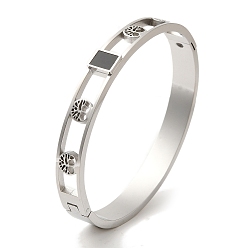 Нержавеющая Сталь Цвет 304 браслеты из нержавеющей стали для женщин, эмалевый квадрат с браслетами в виде дерева жизни, цвет нержавеющей стали, внутренний диаметр: 1-7/8x2-3/8 дюйм (4.9x5.9 см)