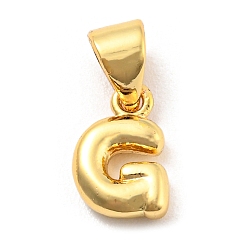 Letter G Brass Charms, Real 18K Gold Plated, Long-Lasting Plated, Lead Free & Cadmium Free, Letter Charm, Letter G, 9.5x6x2.5mm, Hole: 5x3.5mm