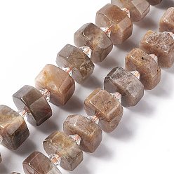 Sunstone Natural Sunstone Beads Strands, Faceted, Flat Round, 14x14x5~8.5mm, Hole: 1.8mm, about 30pcs/strand, 14.76 inch(37.5cm)