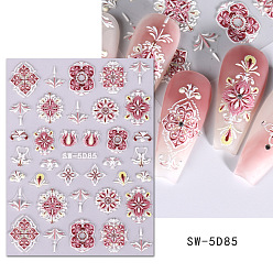 Pink 5d ПВХ наклейки для дизайна ногтей анаглифические наклейки, для украшения ногтей, смешанную картину, розовые, 7.8x6 см