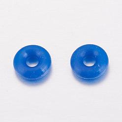 Blue Rubber O Rings, Donut Spacer Beads, Fit European Clip Stopper Beads, Blue, 2mm