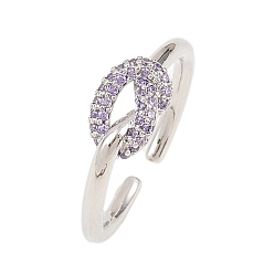 Лиловый Латунные микро проложить пальцев кольца кубического циркония, узел, стойки покрытие, долговечный, без кадмия и без свинца, платина, сирень, внутренний диаметр: 18 мм