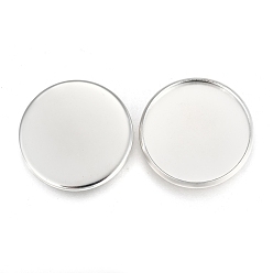 Silver 304 Stainless Steel Plain Edge Bezel Cups, Cabochon Settings, Flat Round, Silver, Tray: 20mm, 21.5x1.8mm