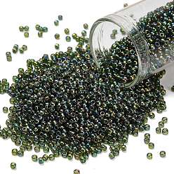 (180) Transparent AB Olivine Круглые бусины toho, японский бисер, (180) прозрачный аб оливин, 15/0, 1.5 мм, отверстие : 0.7 мм, Около 3000 шт / 10 г