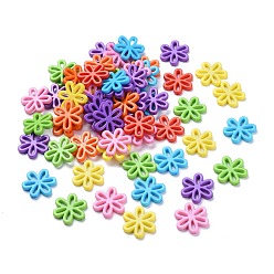 Mixed Color Opaque Acrylic Beads, Flower, Mixed Color, 31x28x4.5mm, Hole: 1.5mm, about 239pcs/500g