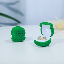 Зеленый Бархатные коробочки для колец осьминога, подарочный футляр для кольца на палец, на день Святого Валентина, помолвка, зелёные, 6.5x7x5 см