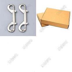 Platinum 30Pcs Alloy Double Lobster Claw Clasps, Platinum, 100x31x8mm