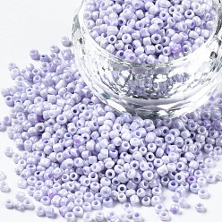Lilac Glass Seed Beads, Baking Paint, Round Hole, Round, Lilac, 2~3x1.5~2mm, Hole: 0.8mm, about 450g/Pound