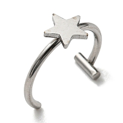 Stainless Steel Color 304 Stainless Steel Eyebrow Ring, Lip Piercing and Nose Studs Body Jewelry, Star, Stainless Steel Color, 11x12mm, Pin: 1mm