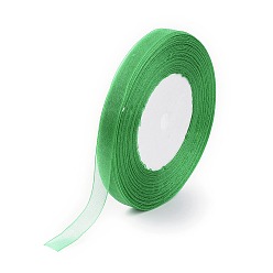 Green Organza Ribbon, Green, 3/8 inch(10mm), 50yards/roll(45.72m/roll), 10rolls/group, 500yards/group(457.2m/group)