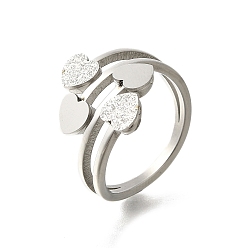 Нержавеющая Сталь Цвет Текстурированное сердце 304 кольцо из нержавеющей стали для женщин, цвет нержавеющей стали, размер США 9 (18.9 мм)