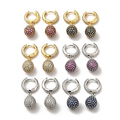 Mixed Color Cubic Zirconia Teardrop Dangle Hoop Earrings, Brass Jewelry for Women, Mixed Color, 31.5mm, Pin: 0.8mm