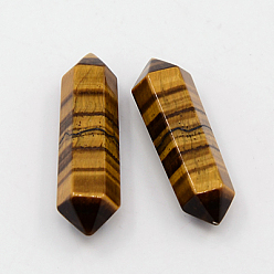 Tiger Eye Natural Tiger Eye Beads, No Hole/Undrilled, Double Terminated Point, Healing Stones, Reiki Energy Balancing Meditation Therapy Wand, 28~35x8mm