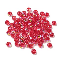 Crimson Electroplate Glass Beads, Rondelle, Crimson, 6x4mm, Hole: 1.4mm, 100pcs/bag