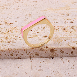 07 Fashionable Multicolor Geometric Open Ring for Women with Oil Drop Design