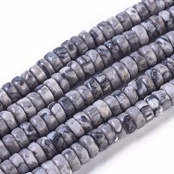 Map Stone Natural Map Stone/Picasso Stone/Picasso Jasper Beads Strands, Column, 4.5~5x2~2.5mm, Hole: 0.6mm, about 171pcs/strand, 15.35 inch~15.55 inch(39~39.5cm)
