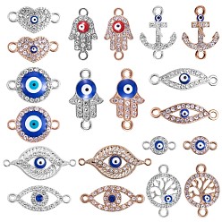 Platinum & Golden 20Pcs Alloy Eye Charm Connector Assorted Evil Eye Connector Mixed Shape Eye Charm Pendant for Jewelry Necklace Bracelet Earring Making Crafts, Platinum & Golden, 13~32x7~15mm