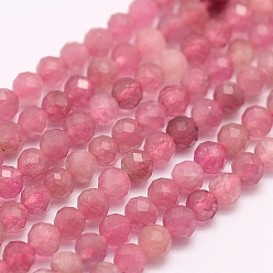 Tourmaline Natural Tourmaline Beads Strands, Grade A, Faceted, Round, 2mm, Hole: 0.5mm, about 210~220pcs/strand, 15.7 inch(40cm)