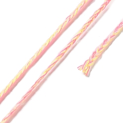 Pink 20M Polycotton Braided Cord, Flat, for DIY Jewelry Making, Pink, 2x0.7mm, about 21.87 Yards(20m)/Roll