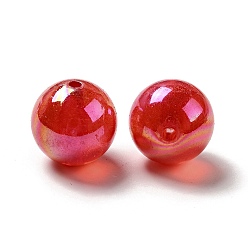Red Acrylic Beads, AB Color Plated, Raound, Red, 19.5mm, Hole: 3mm, about 109pcs/500g