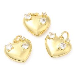 Настоящее золото 18K Кулон из циркония, с целью перехода в кольце, долговечный, без свинца и без кадмия, сердце, реальный 18 k позолоченный, 12.5x13.5x6 мм, отверстие : 3.5 мм