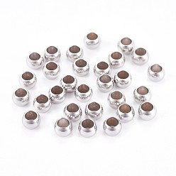 Stainless Steel Color 304 Stainless Steel Smooth Spacer Beads, Rondelle, Stainless Steel Color, 5x3mm, Hole: 3mm