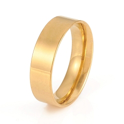 Золотой 201 кольца плоские плоские из нержавеющей стали, широкая полоса кольца, золотые, размер США 9, внутренний диаметр: 19 мм, 6 мм