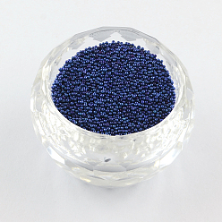 Dark Blue Color Plated DIY 3D Nail Art Decoration Mini Glass Beads, Tiny Caviar Nail Beads, Dark Blue, 0.6~0.8mm, about 450g/bag