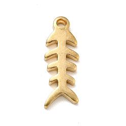 Golden Brass Pendants, Fishbone, Golden, 15x5.5x1.5mm, Hole: 1.2mm