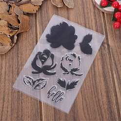 Flower Clear Plastic Stamps, for DIY Scrapbooking, Photo Album Decorative, Cards Making, Stamp Sheets, Flower, 160x110mm