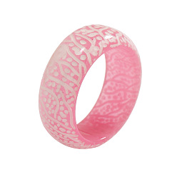 Pink Luminous Glow in the Dark Resin Simple Finger Ring, Pink, US Size 8(18.1mm)