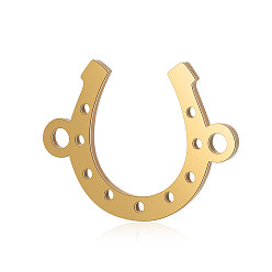 Golden Titanium Steel Links connectors, Horse Shoe, Golden, 10x13.5x0.8mm, Hole: 1mm