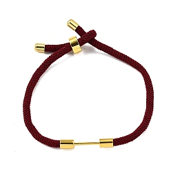 Темно-Красный Плетеный браслет из нейлонового шнура, с латунной фурнитурой , реальный 18 k позолоченный, темно-красный, 9-1/2 дюйм (24 см), ссылка: 24x4 mm