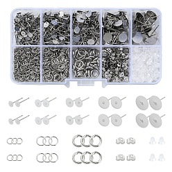 Нержавеющая Сталь Цвет Наборы для изготовления сережек-гвоздиков из нержавеющей стали своими руками 304, цвет нержавеющей стали, 4~12x4~10x0.6~3 мм, отверстие : 0.8~5 мм