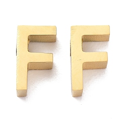 Letter F Ion Plating(IP) 304 Stainless Steel Charms, Alphabet, Golden, Letter.F, 8x4.5x3mm, Hole: 1.8mm