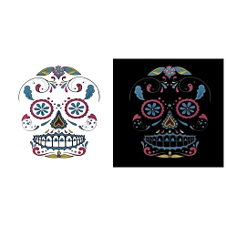 Синий Тема Хэллоуина, съемные временные водонепроницаемые татуировки, бумажные наклейки, Сахарный череп, синие, 17x16 см