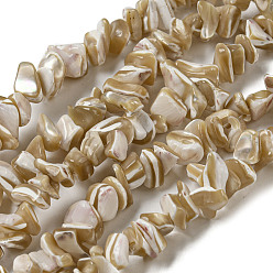 Tan Natural Trochus Shell Beads Strands, Nuggets, Tan, 3~10x7~25x4~10mm, Hole: 0.6~1mm, about 180pcs/strand, 29.92~30.71''(76~78cm)