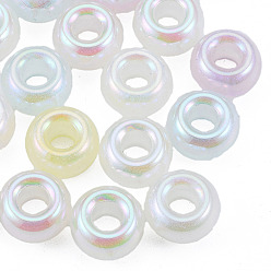 Mixed Color Plating Acrylic European Beads, Big Beads, Pearlized, Round Ring, Mixed Color, 14.5x9mm, Hole: 6mm